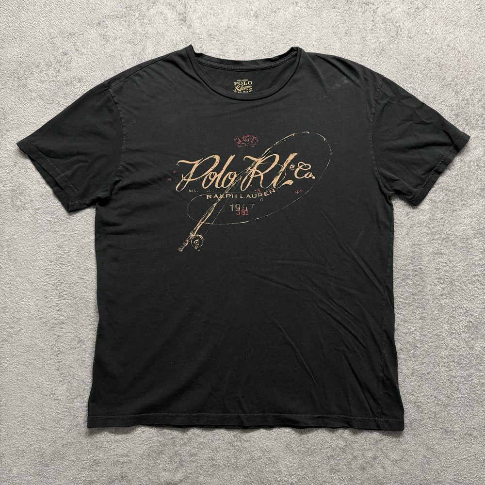 Polo Ralph Lauren T-Shirt Black Medium Fishing PRL Graphic Tee