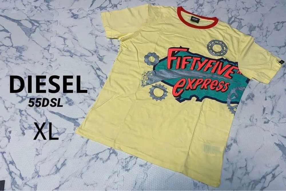 55DSL Diesel Graphic T-Shirt Yellow XL Rare Vintage Streetwear