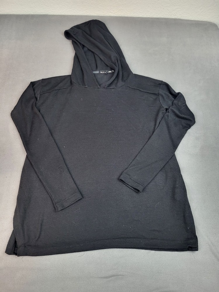Rag Bone Pullover Hoodie Womens XS Black Lightweight Side Slits Casual