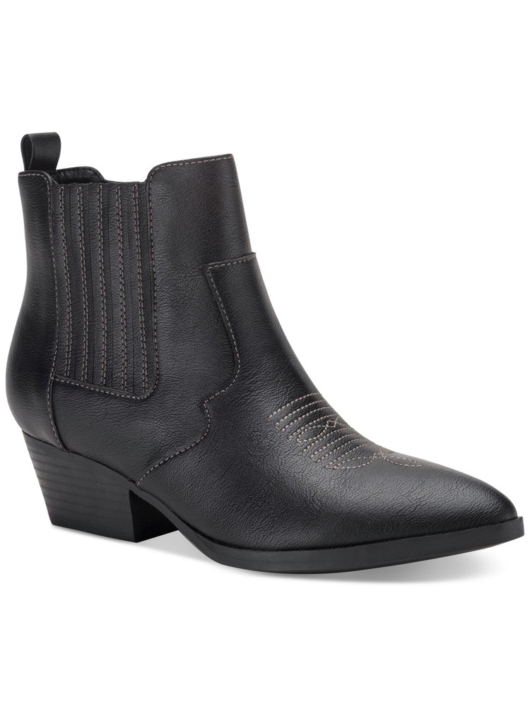 SUN STONE Womens Black Goring Grangerr Pointed Toe Block Heel Booties 5.5 M