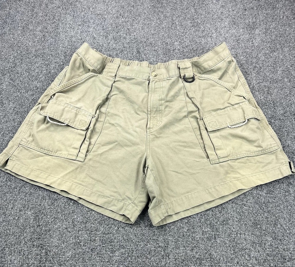Columbia Shorts Mens 2XL Green Beige PFG Fishing Half Moon II Mesh Pockets