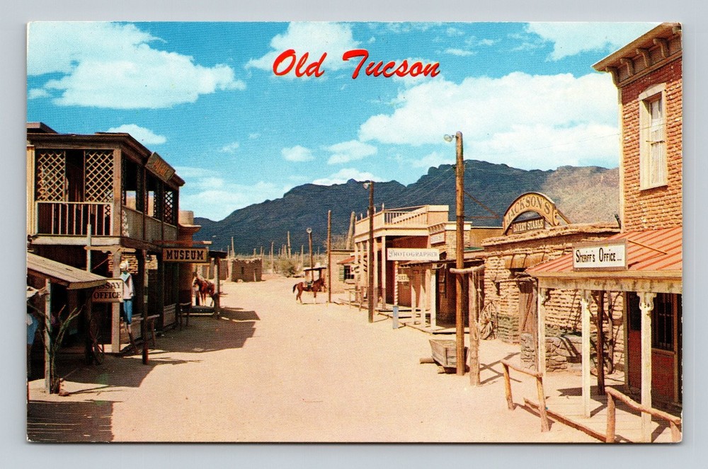 Old Tucson Arizona Main Street Vintage Postcard Petley Studios Stan Davis Photo