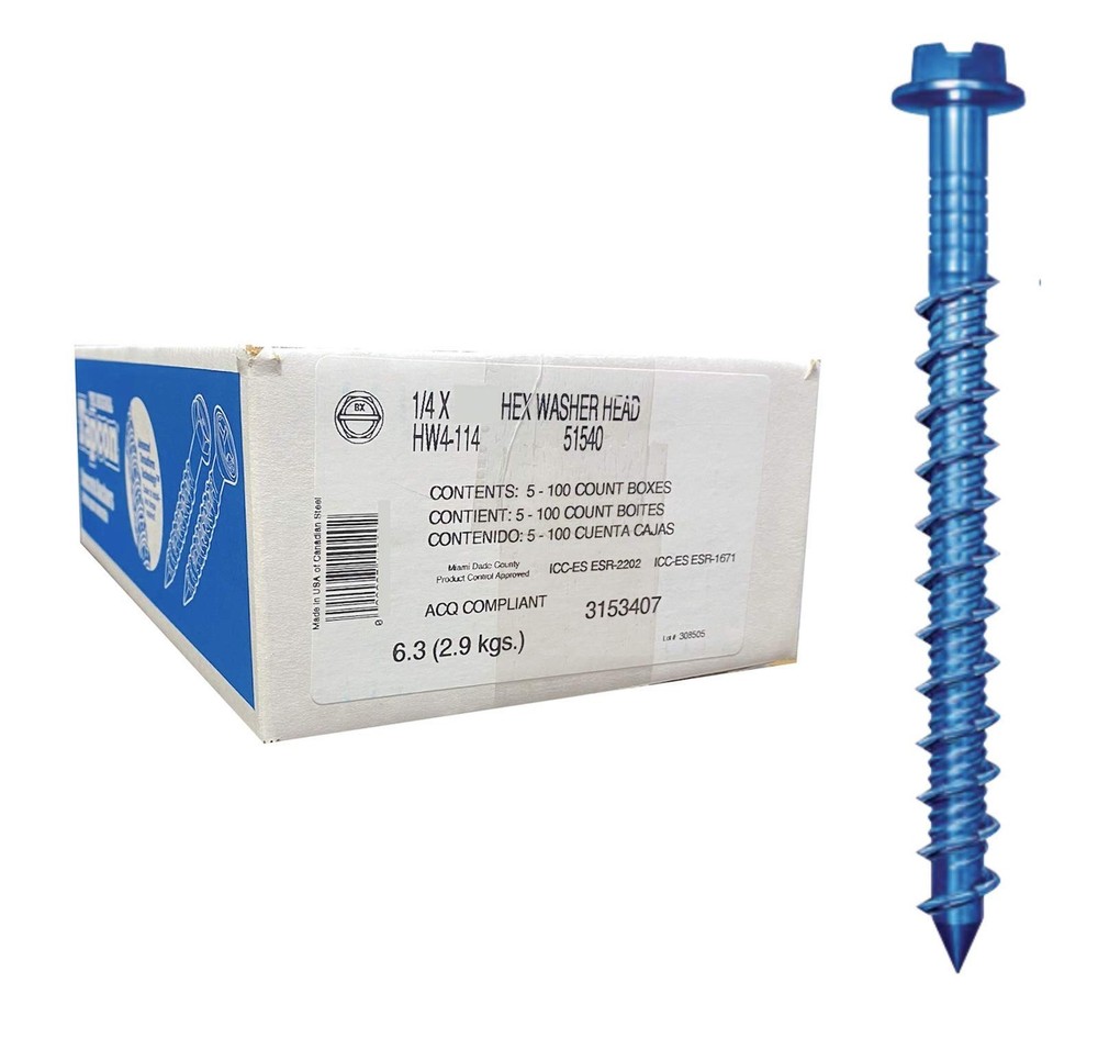 1/4 x 2-3/4 inch Hex Head Tapcon Concrete Screw Anchor HW4-234
