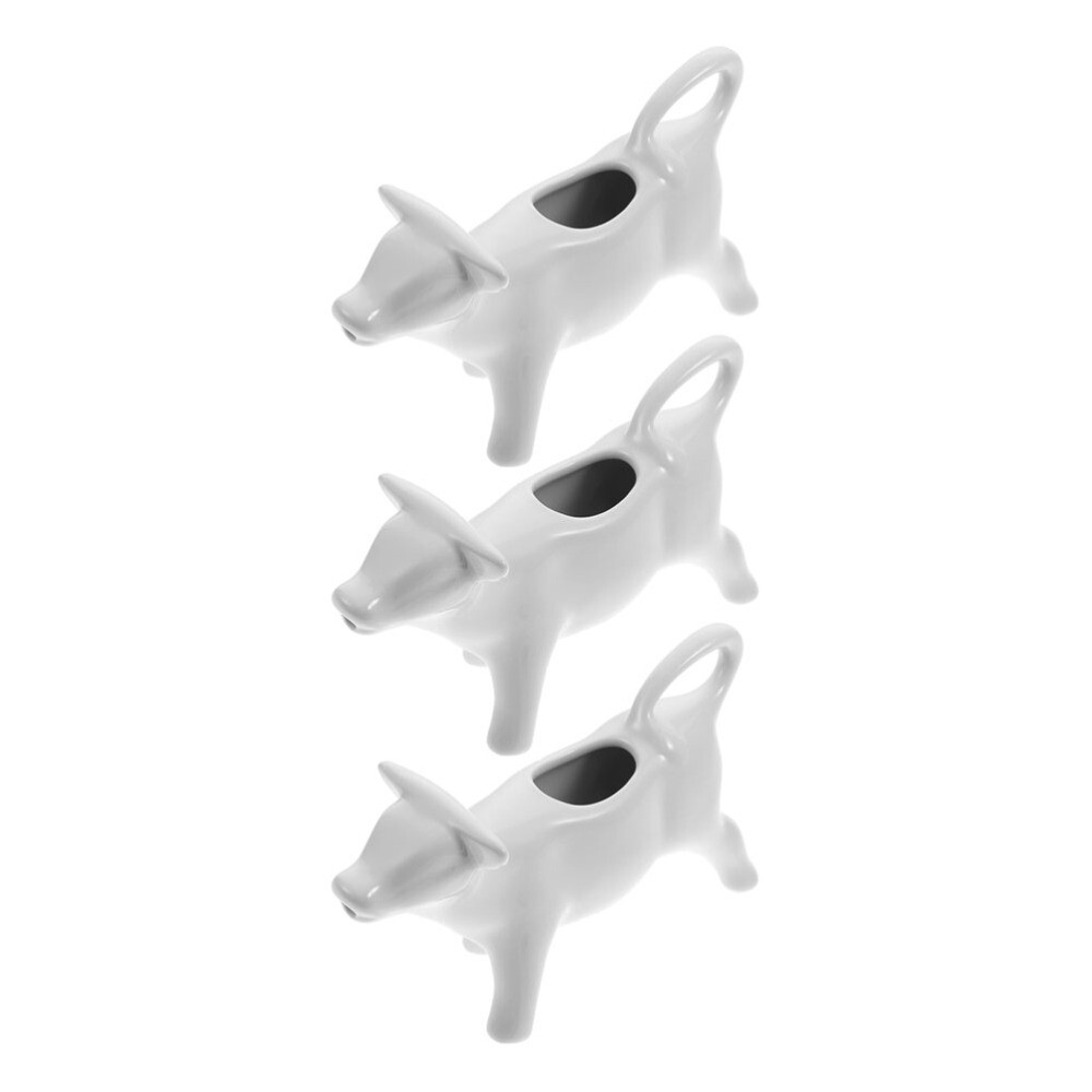 3 Pcs Mini Cow Creamer Syrup Dispenser Ceramic Milk Jug Fine Craftsmanship Cup