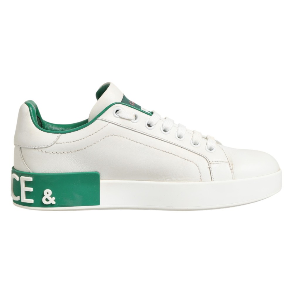 DOLCE & GABBANA Shoes White Green Leather Low Top Sneakers EU36.5 / US6 820usd