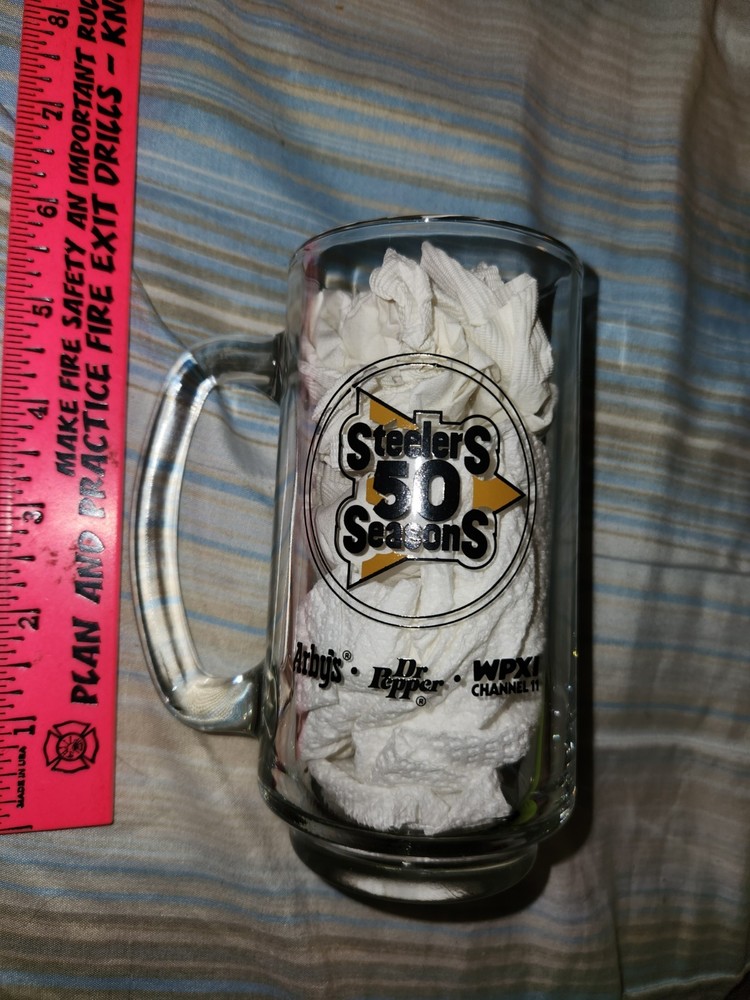 Pittsburgh Steelers 50 Seasons Gold Cup Beverage Glass 1982 Arbys-wpxi-dr Pepper