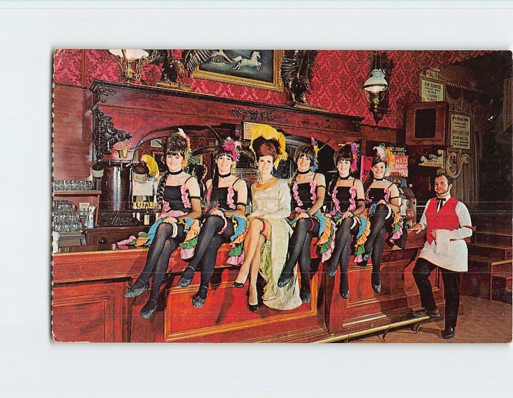 Postcard Can-Can Girls Long Branch Saloon Boot Hill Dodge City Kansas USA