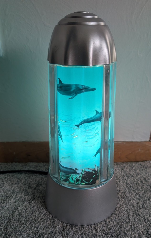 Vintage Dolphin Motion Lamp Night Light Rotating Fish/Ocean/Aquarium Y2K 1994