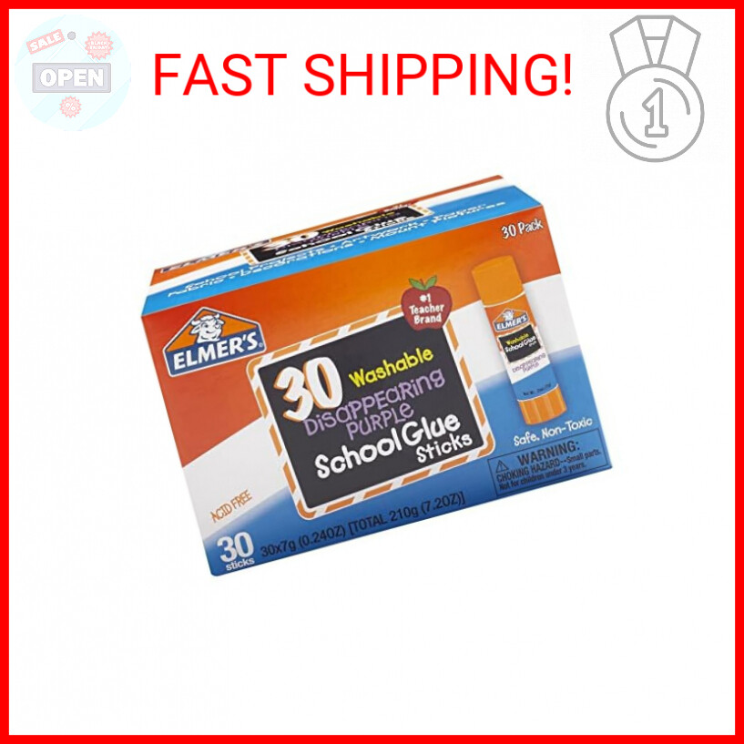 Elmer's Disappearing Purple School Glue Sticks, Washable, 7 Grams, 30 Count