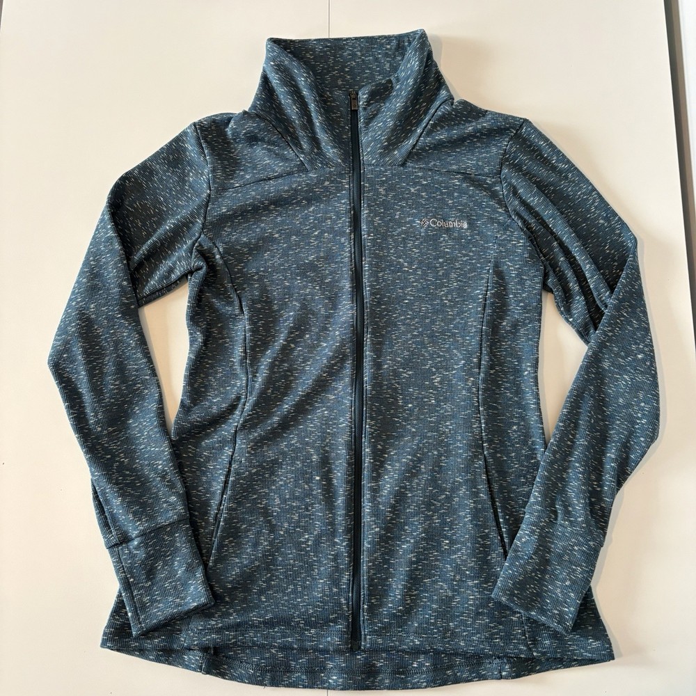 Columbia Women’s Full Zip Outerspaced Dark Green Long Sleeve Mock Neck Jacket M