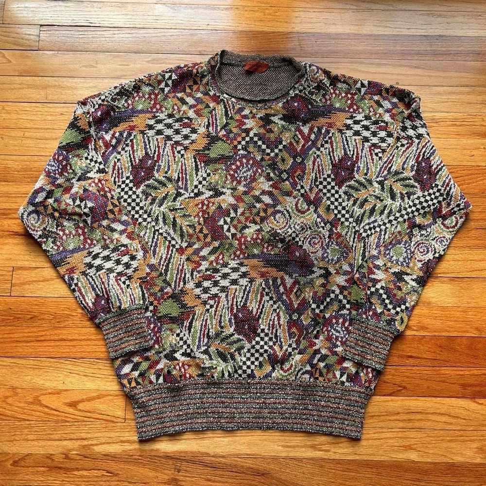 missoni made in italy abstract geometric floral men's XL sweater