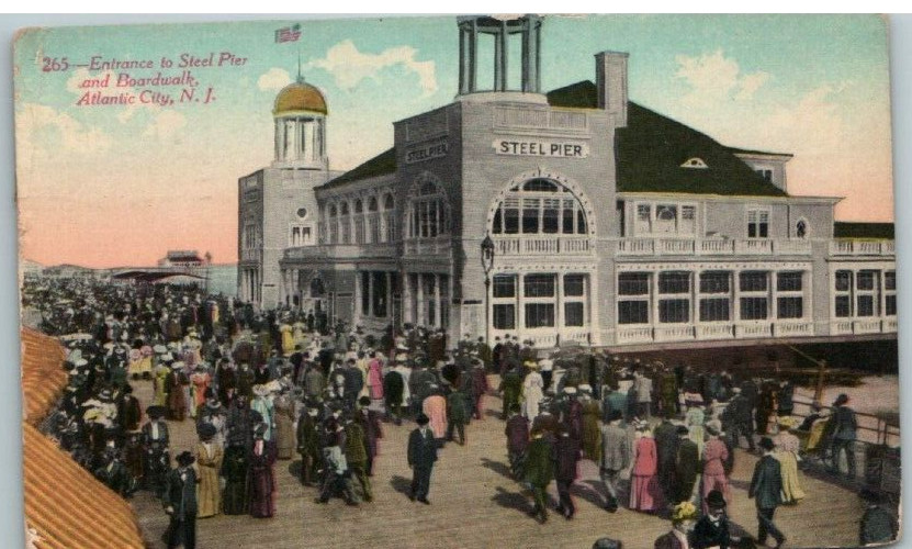 Vintage Postcard 1910 Steel Pier & Boardwalk, Atlantic City, New Jersey (NJ)
