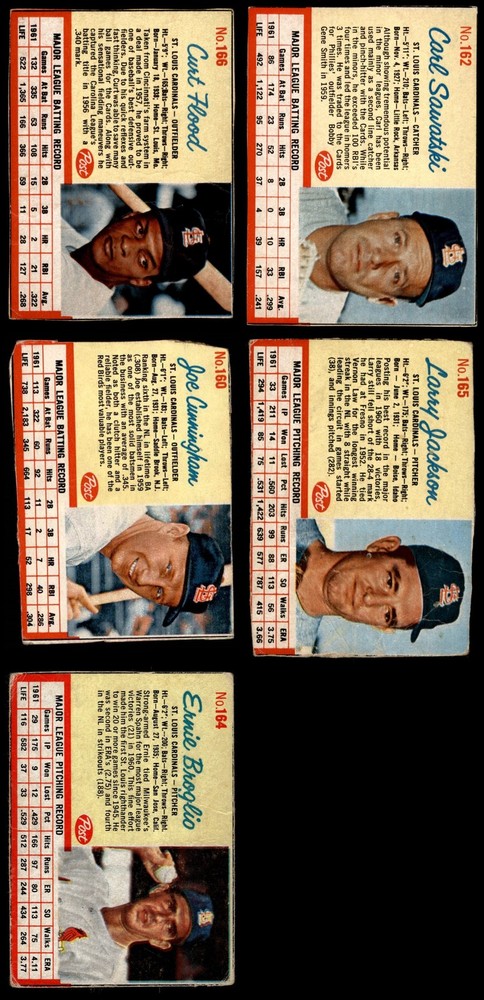 1962 Post Cereal Cardinals Near Team Set 1.5 - FAIR 7251701 (7 / 11 cards)