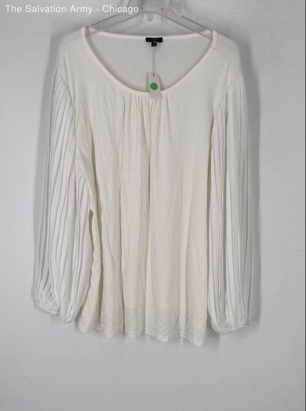 Talbots Womens White Long Sleeve Casual Pullover Blouse Top Size 2X