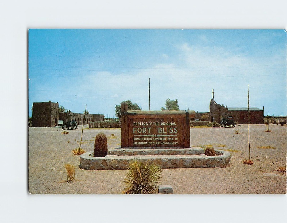 Postcard Replica of the Original Fort Bliss  El Paso Texas