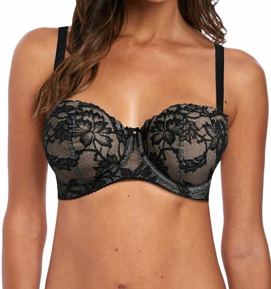 Fantasie Bronte Bra Black Lace Size 30G Underwired Vertical Seam Balcony 2061