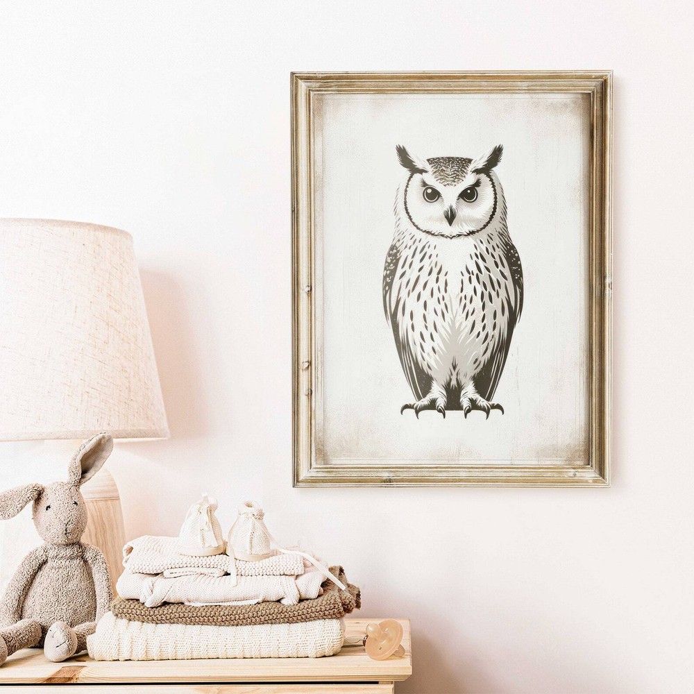 Owl Wall Art Owl Nursery Decor Vintage Owl Painting Forest Animal Print Bird