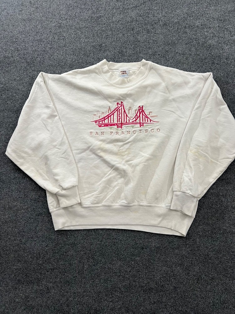 Vintage San Francisco Bridge Crewneck Sweatshirt Mens Large Gray Fleece 90s