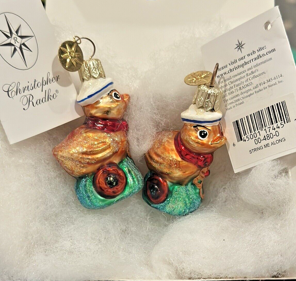 2 - Christopher Radko SHOPPING SPREE Present Stack GEM  Glass Ornaments 00-136-0