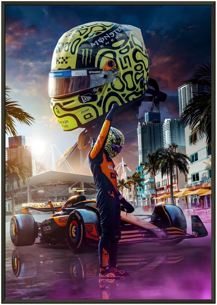 Lando Norris Poster, 2024 Miami GP Winner with McLaren, Formula 1 Print Poster