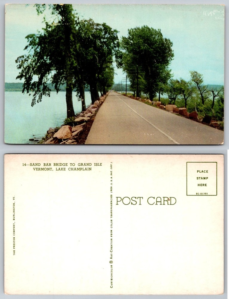 Sand Bar Bridge Grand Isle Vermont Lake Champlain Curteichcolor Postcard