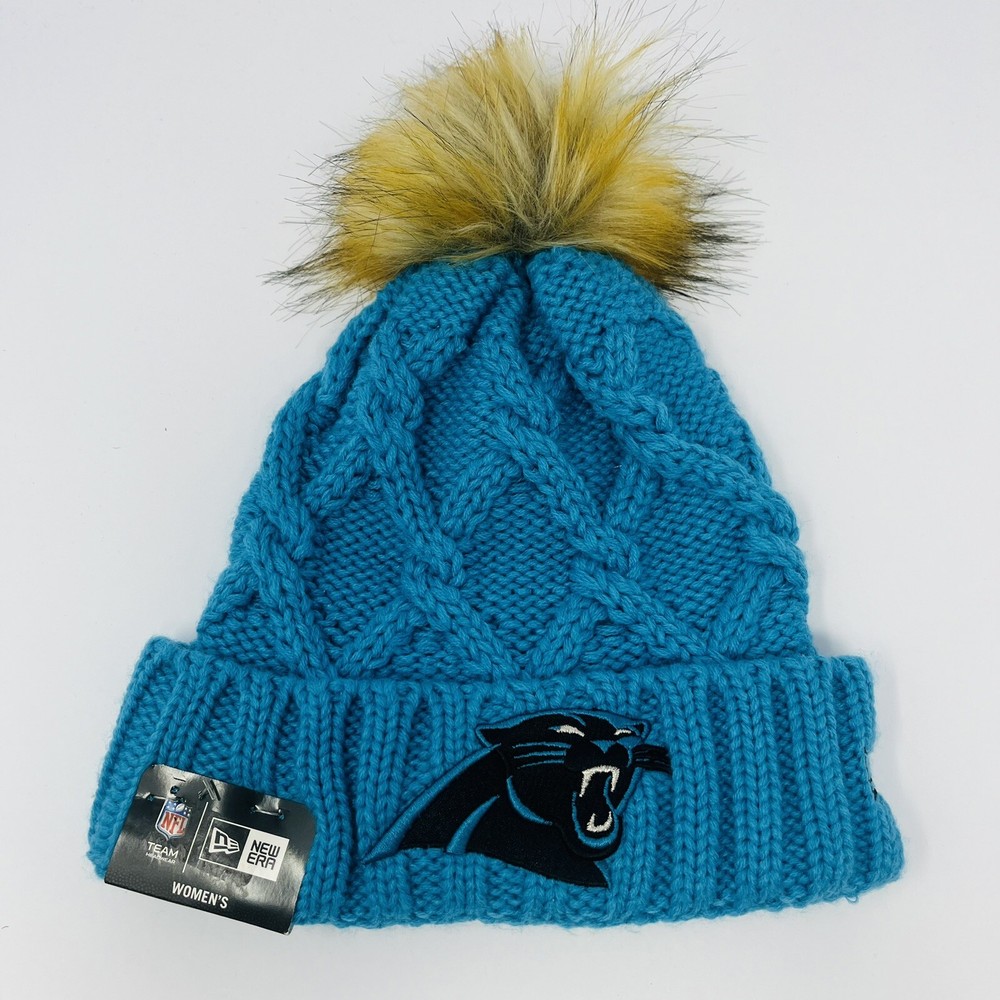 New Era NFL Carolina Panthers Cuffed Beanie Toboggan Winter Hat Womens Blue NWT