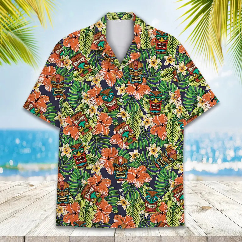 Tropical Tiki Hawaii Shirt Men Women Aloha Beach Vacation Summer