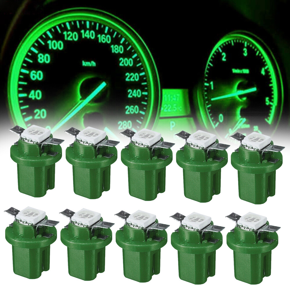 10x T5 B8.5D 5050 Green Car Dashboard Instrument LED Light Bulbs Accessories