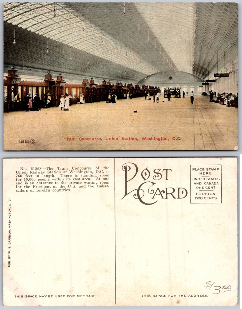 Union Station Train Concourse Washington DC Postcard