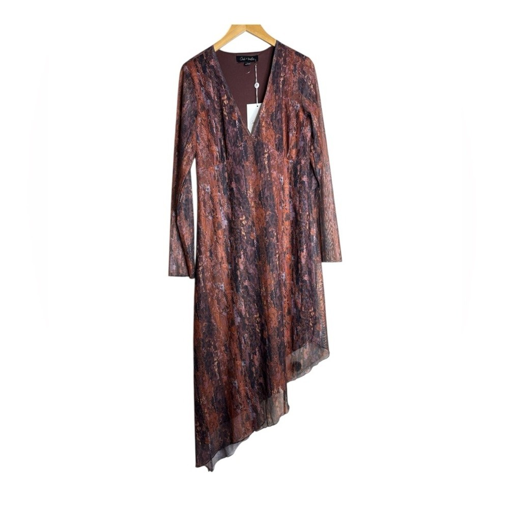 Oak & Trellis Rust Snake Print Asymmetrical Midi Dress Sz XL NWT