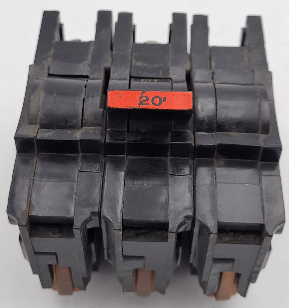FPE NA320 20 A 3-Pole Stab-Lok 240 V Federal Pacific Circuit Breaker USED