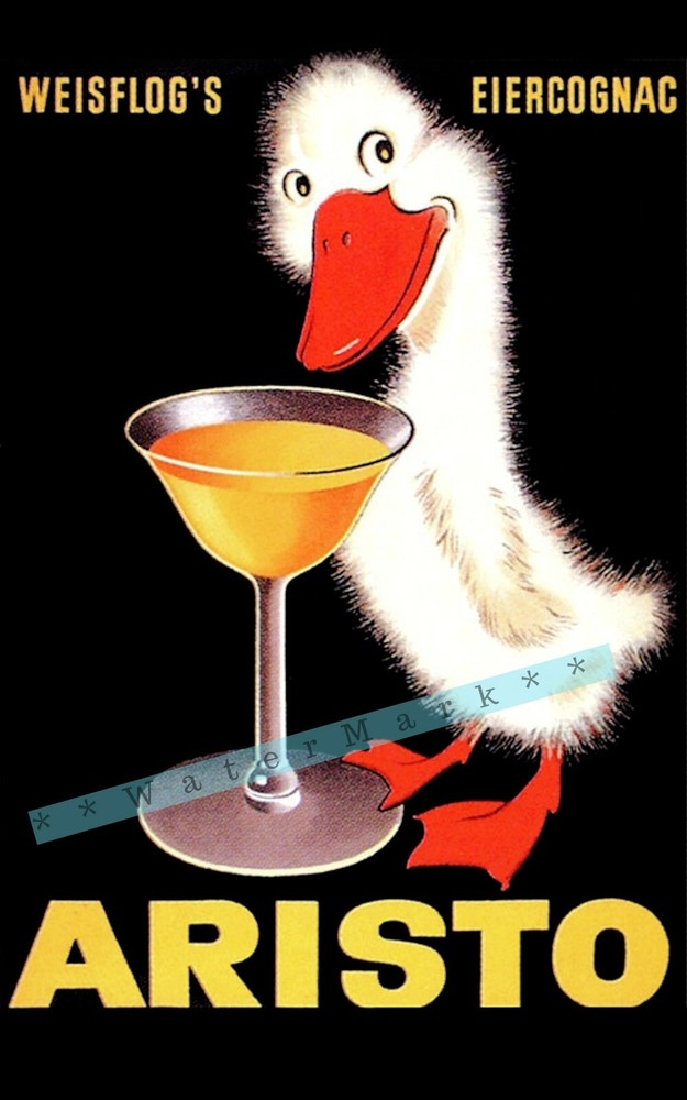 Aristo 1957 Eier Cognac German Liqueur Vintage Retro Poster EBar Wall Art