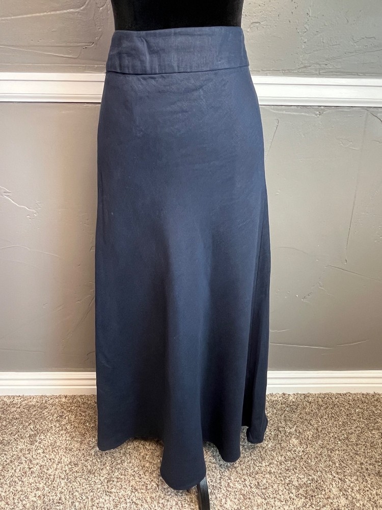 Premise Maxi LInen Skirt Women's Size 4 Navy Blue