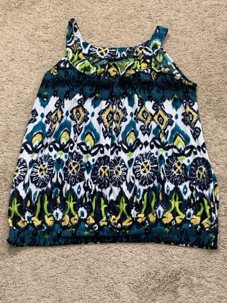 J.T.B. Womens Shirt Size Large Multicolor Print Classic Dressy Flowy Comfort