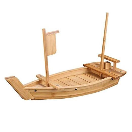 Wooden Sushi Boat Serving Tray, 20.5 Inch Sushi Plate for 28