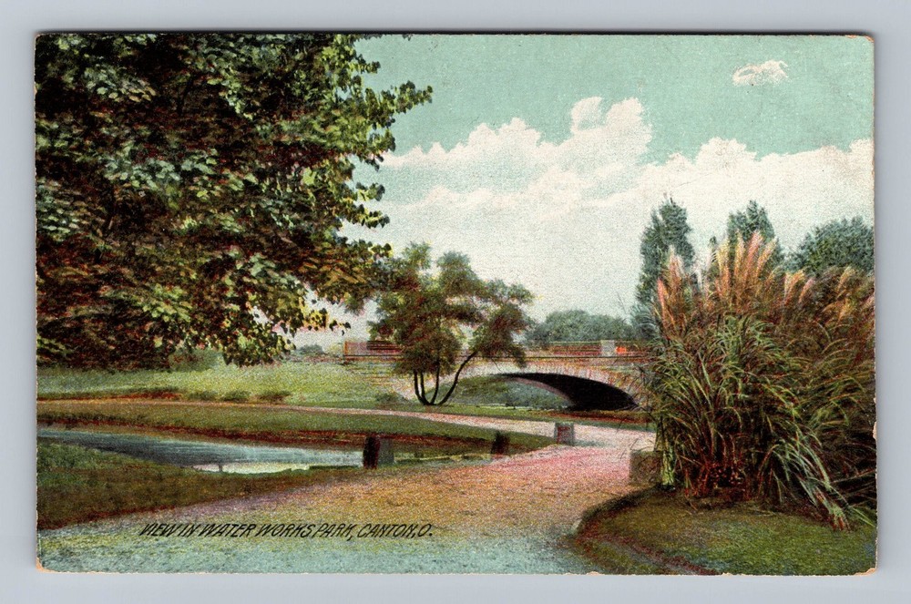 Canton OH Ohio Water Works Park Scene Vintage Postcard