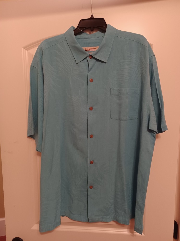 Tommy Bahama Original Fit Palm Short Sleeve Button Up 100% Silk Men's XXL