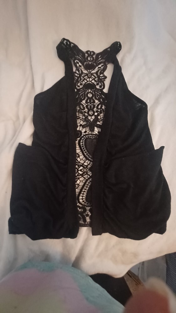 rue21 Black Lace Sleeveless Scoop Neck Pullover Tank Top Women Size M