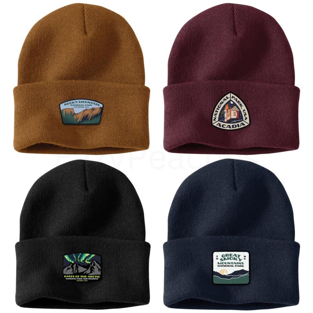 CARHARTT Knit Cuffed Beanie with National Park Designs - Acadia Rocky Smoky Arctic-image