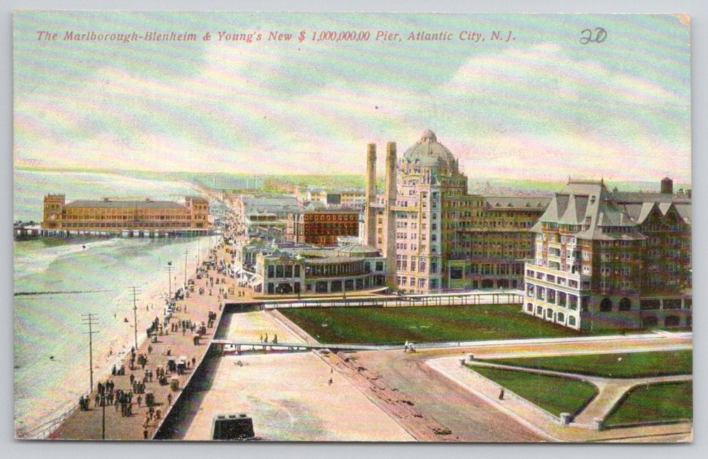 1908 Atlantic City NJ Marlborough Blenheim Young's Million Dollar Pier Postcard