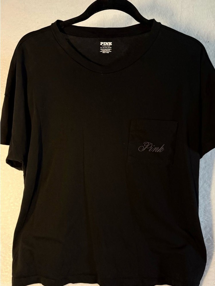 PINK Victoria's Secret Black Pocket T‑Shirt - Size XXL