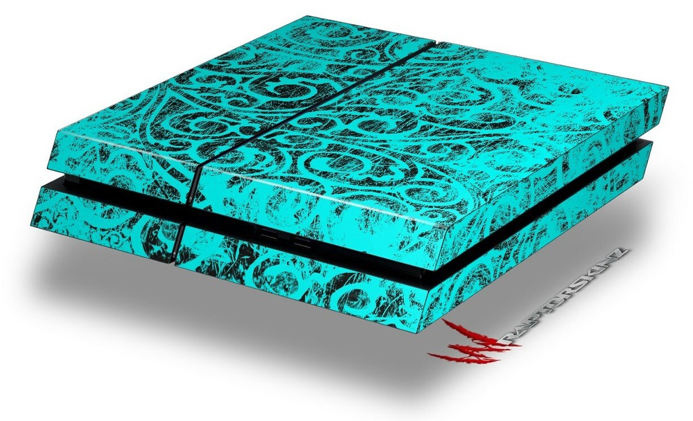 Skin for original PS4 Gaming Console Folder Doodles Neon Teal