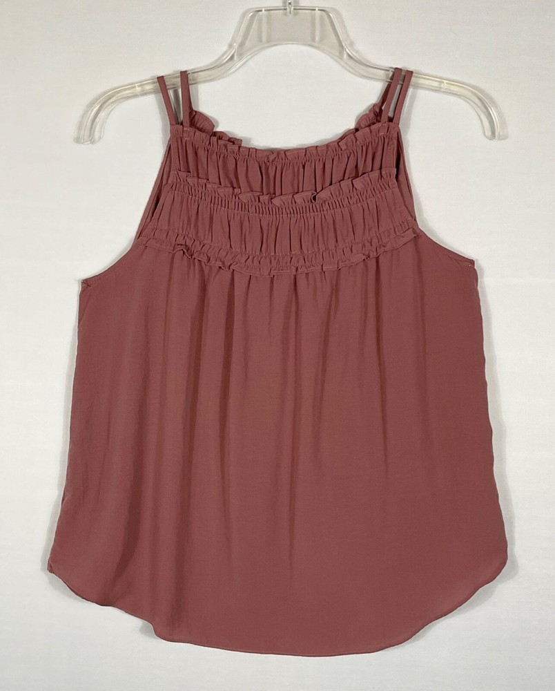 Maurices Tank Top Women’s Med Mauve Ruched Front Keyhole Back Double Straps