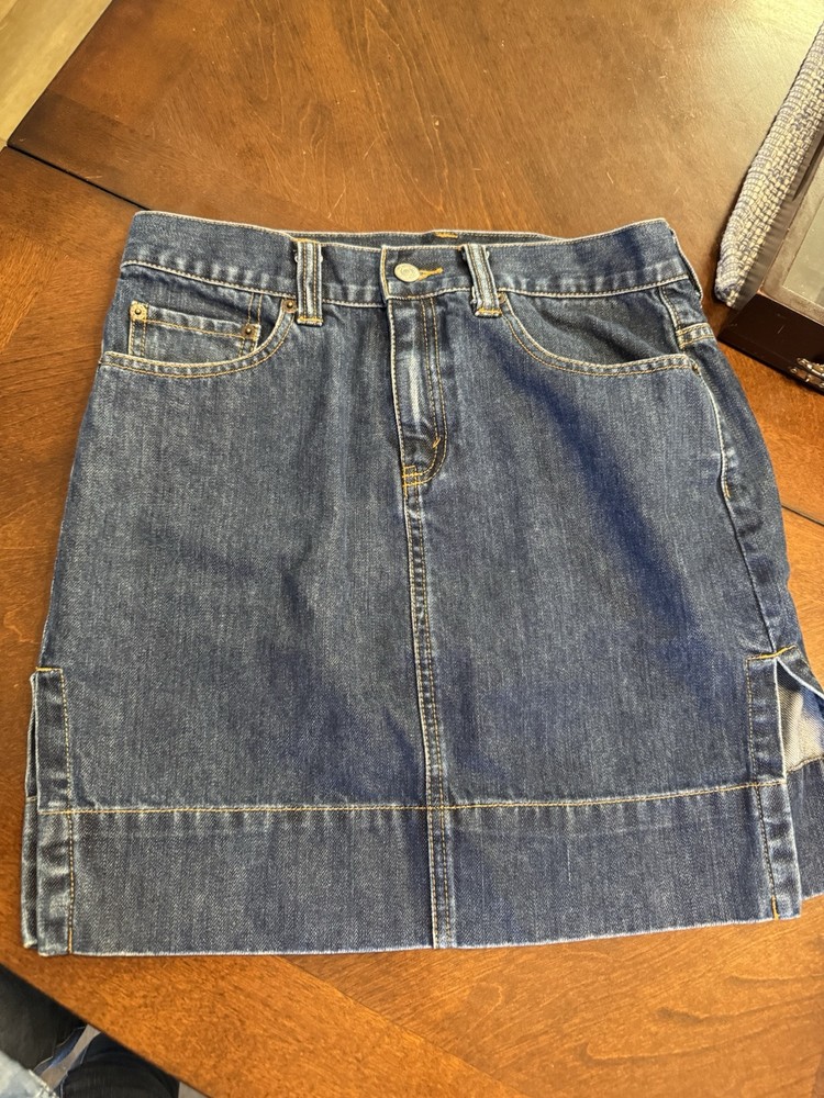 Levi's Womens Mini Denim Jean Skirt Size 5 Cotton Split Hem Red Tab 28