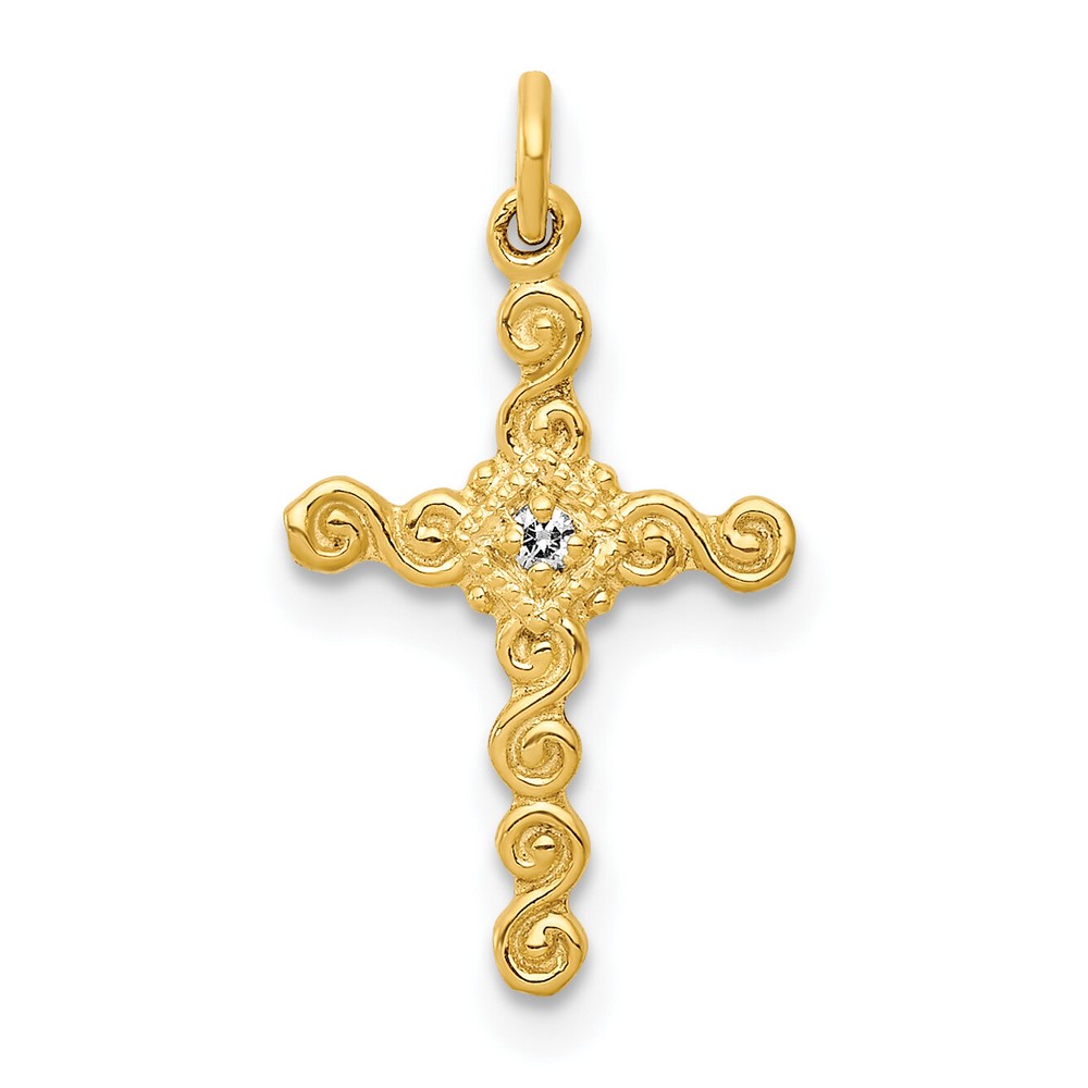 Avariah 14k Yellow Gold Small .01ct. Diamond Cross Charm - 19mm