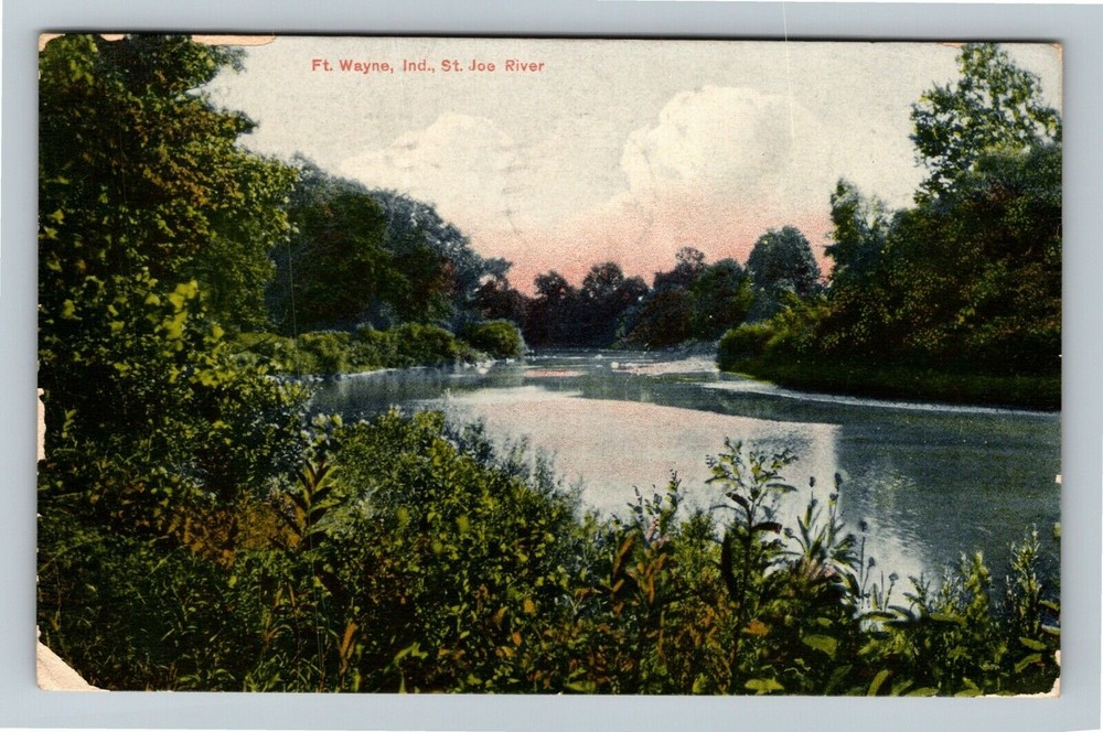 Fort Wayne Indiana, ST. JOE RIVER, c1908 Vintage Postcard