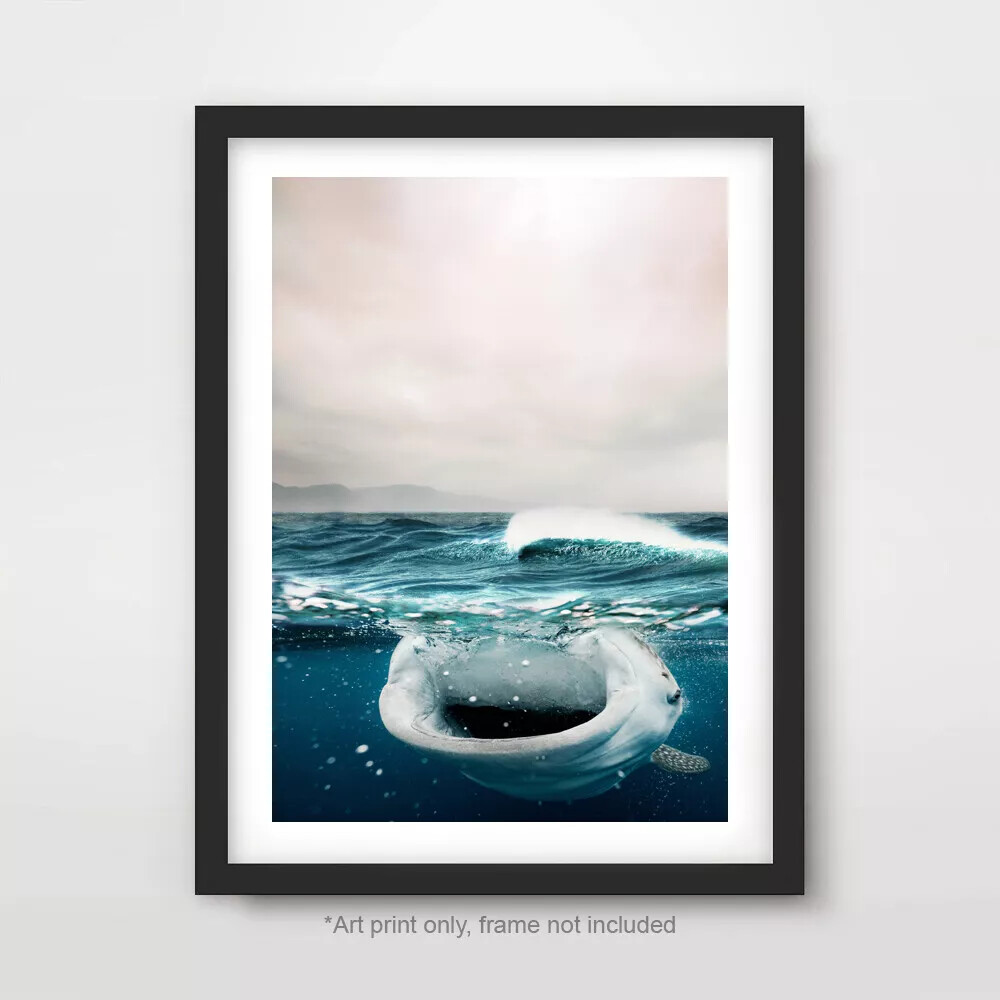 Ocean Sea Underwater WHALE SHARK Art Print Wall Decor Poster Waves Seascape