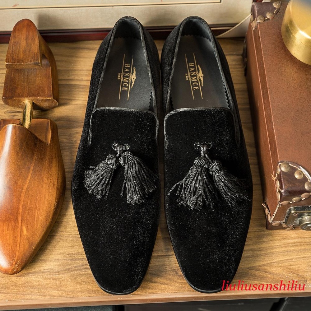 Loafers Men Velvet Fashion Wedding Party Fringe Slip on Retro Dress Shoes Casual