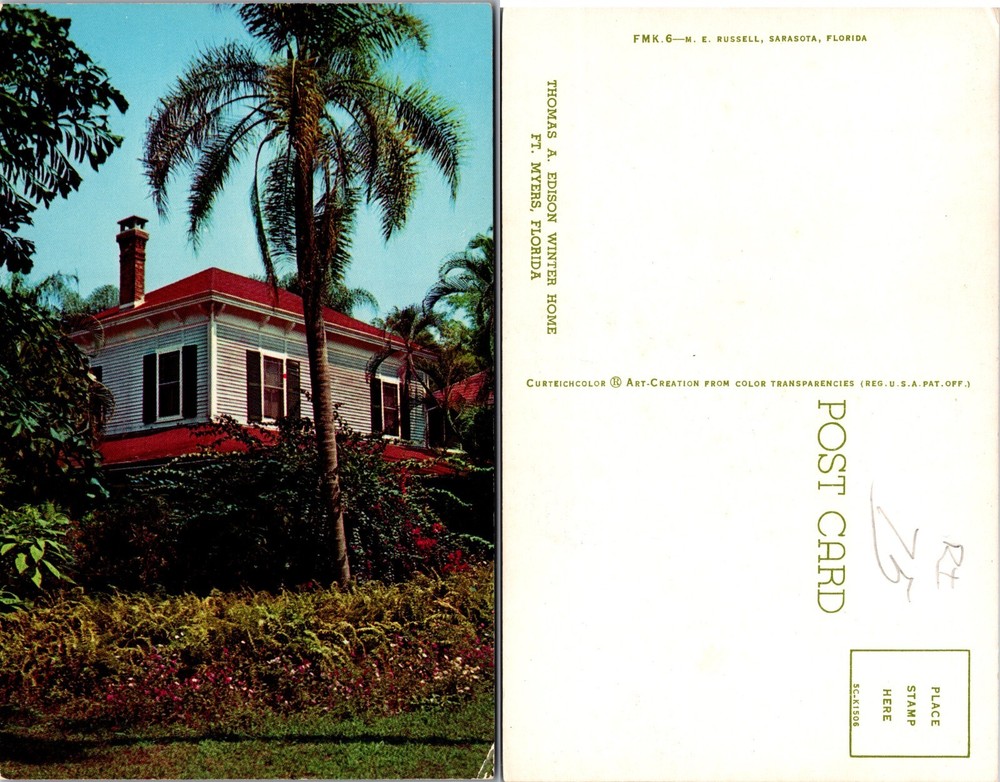 Thomas Edison Winter Home Fort Myers Florida FL Postcard