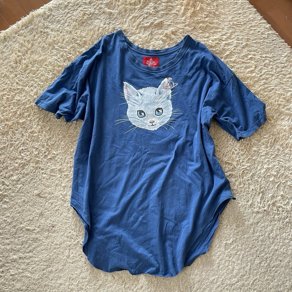Vivienne Westwood Cat Printed Round Hem Big T-shirt made in Japan
